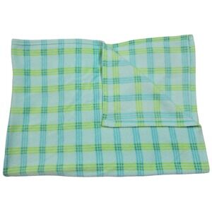 Tykes Baby Blanket Plaid Fleece Crib Toddler Duck Dragonfly Blue Green Vintage